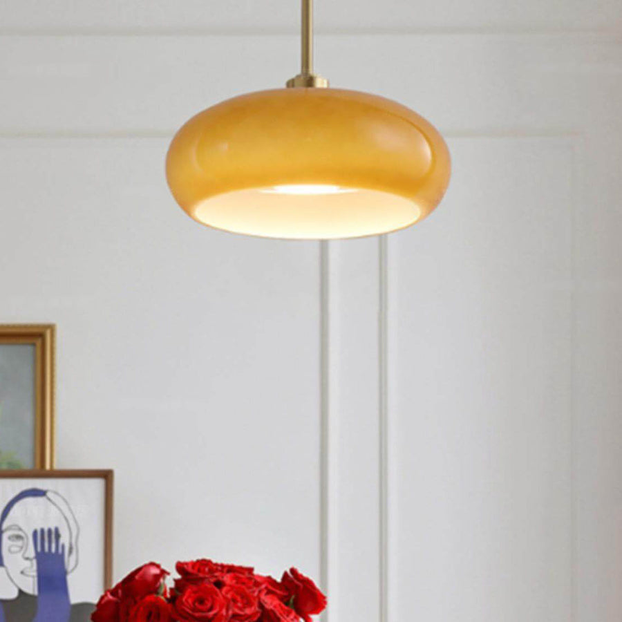 Amber Round Glass Ceiling Light