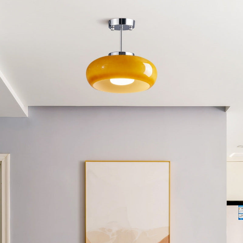 Amber Round Glass Ceiling Light