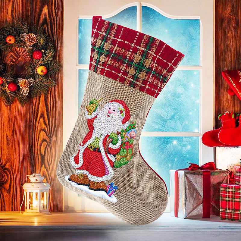 Skorter | 5D Diamond Painting Xmas Rhinestone Socks Embroidery Mosaic Gift Bag