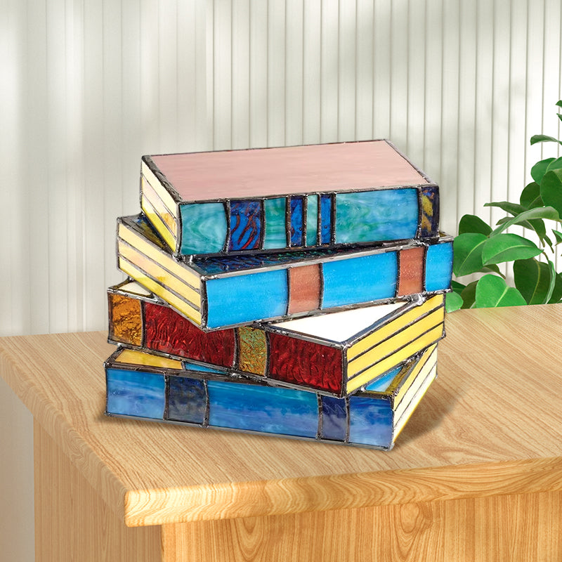 skorter | Colorful Glass Stack Books Lamp