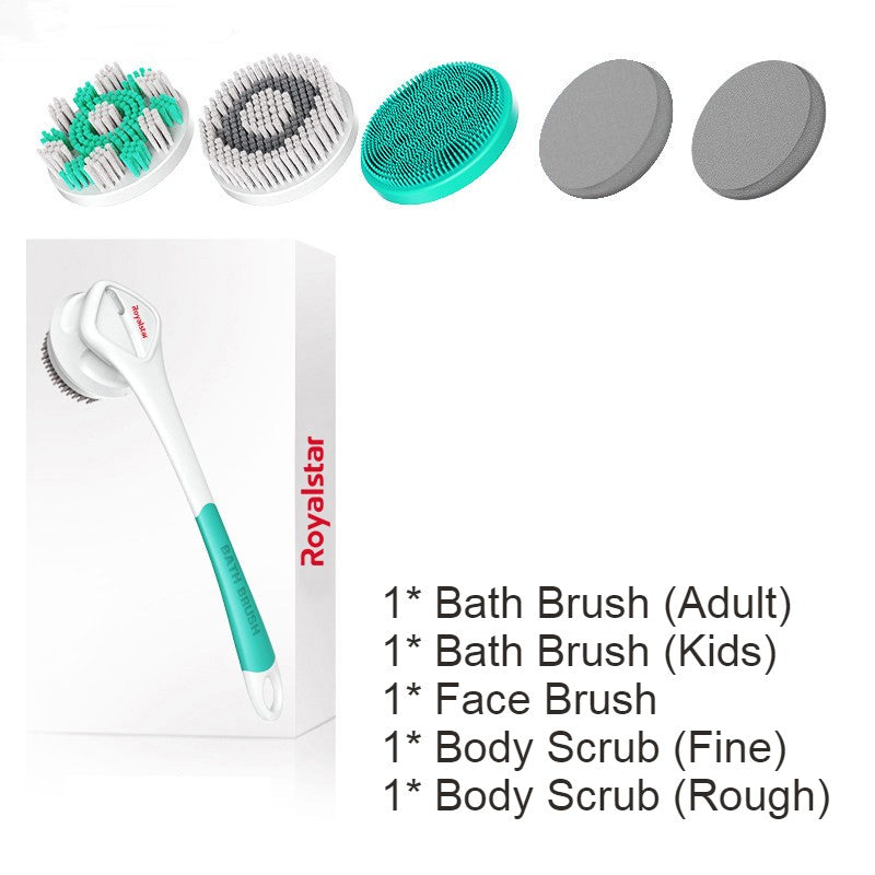 Skorter | All-in-One Rechargeable Body Brush Set, with 7 Replaceable Heads & Long Handle for Body, Face, Foot, Adult & Kids