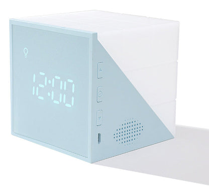 Skorter | Cube Alarm Clock, with Colorful Lights, Voice-control Night Light, Timer, Temperature Display and Long Battery Life, for Home & Office