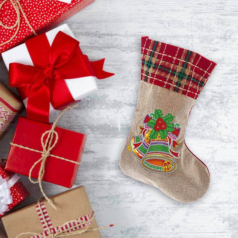 Skorter | 5D Diamond Painting Xmas Rhinestone Socks Embroidery Mosaic Gift Bag