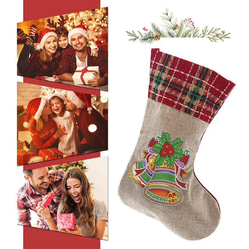 Skorter | 5D Diamond Painting Xmas Rhinestone Socks Embroidery Mosaic Gift Bag