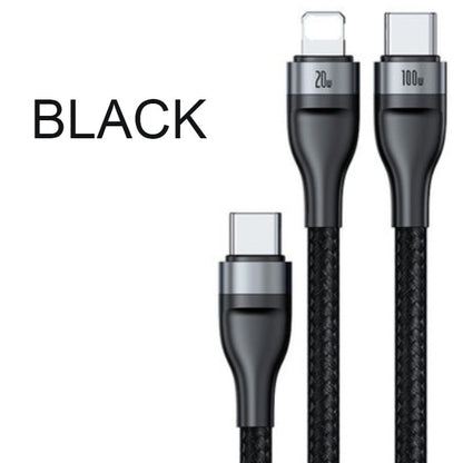 Skorter | 2-in-1 Fast-charging Charging Cable, Type-C to Lightning & Type-C, with BPS II, Support 100W Power Output (1.2m)