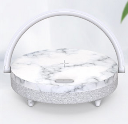 Skorter | Multifunctional Bedside Table Lamp, with Phone Wireless Charger, Phone Holder, Bluetooth Speaker and Adjustable Light Brightness, for Home & Office (US Plug)