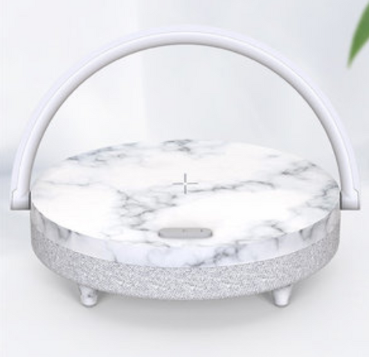 Skorter | Multifunctional Bedside Table Lamp, with Phone Wireless Charger, Phone Holder, Bluetooth Speaker and Adjustable Light Brightness, for Home & Office (US Plug)