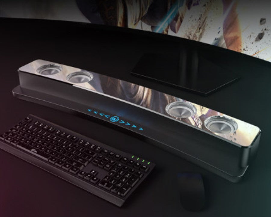 Skorter | Bluetooth Gaming Speaker, with RGB Lighting, Bluetooth 5.0, Dual Diaphragm, Dual Speakers, Mechanical Buttons, Clock & Alarm