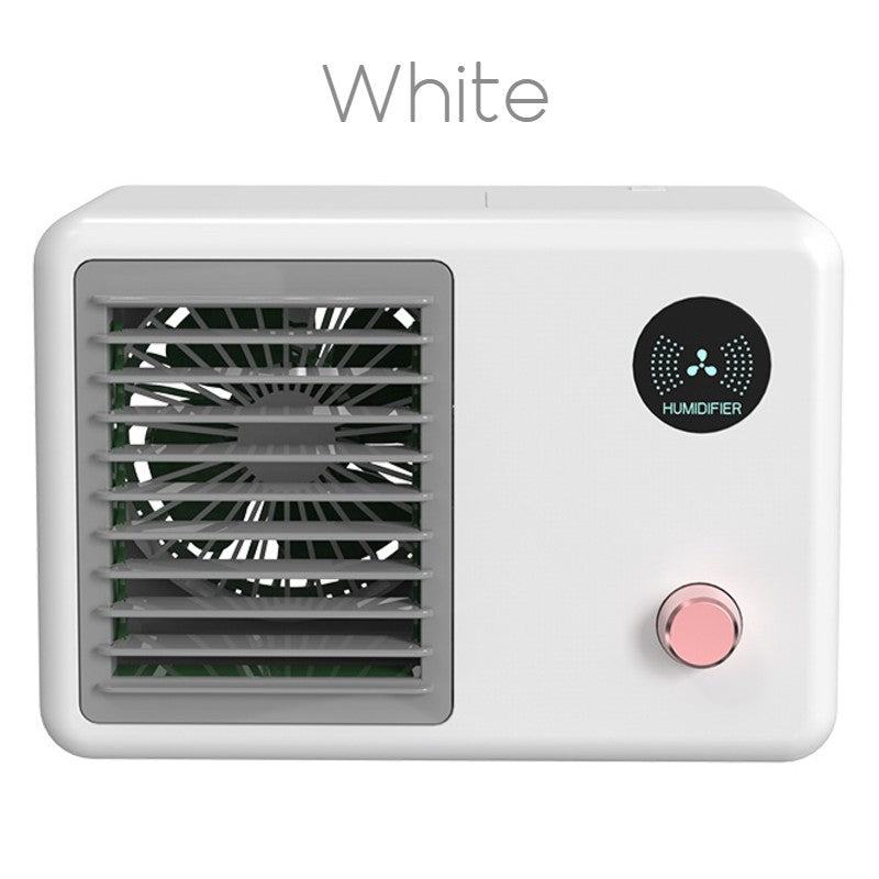 Skorter | 2-in-1 Wireless Retro Radio-shape Fan with Humidifier, with Night Light, 3 Wind Modes & Adjustable Angle, for Desk, Table & More