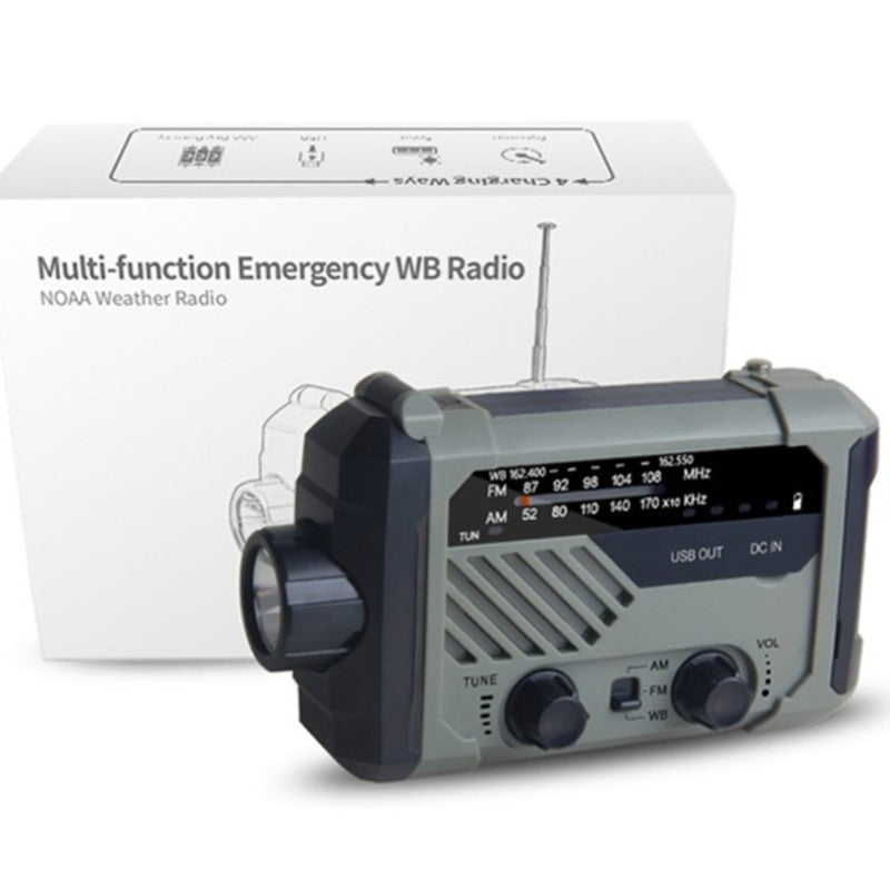 Skorter | Solar Hand-cranked Flashlight, with LED Lights, Built-in Radio, S.O.S Alarm and 4 Recharging Ways, for Camping, Wild, Home & More