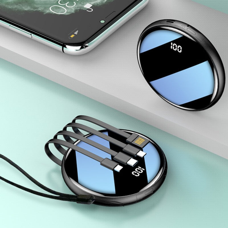 Skorter | 20000mAh Ultrathin Portable Power Bank, with LED Battery Display and Built-in Charging Cables, for Travel, Work & More