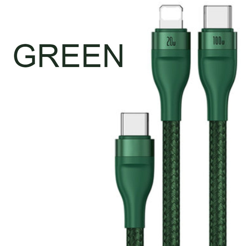 Skorter | 2-in-1 Fast-charging Charging Cable, Type-C to Lightning & Type-C, with BPS II, Support 100W Power Output (1.2m)