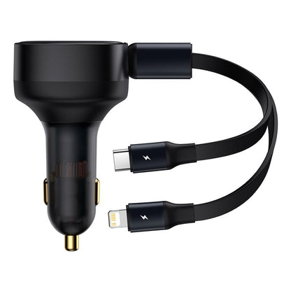 Skorter | 2-in-1 Retractable USB-C & Lightning Car Phone Charger for all Phones & Tablets