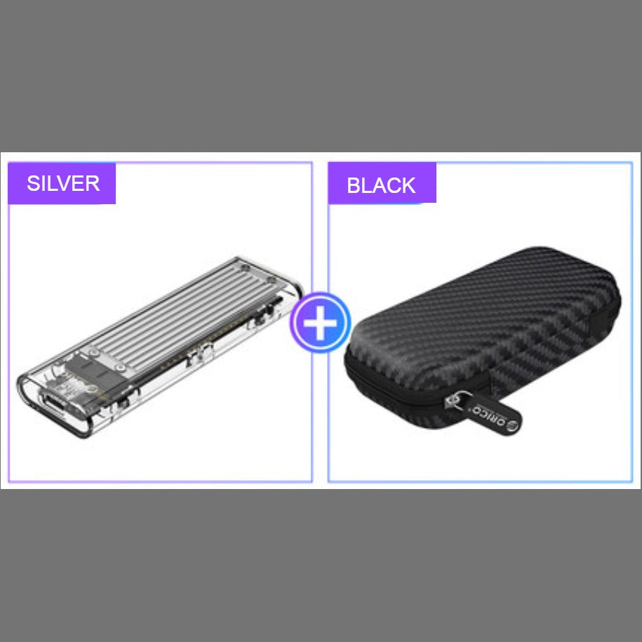 Skorter | Transparent Portable SSD Enclosure, with Storage Bag, Simple Installation, Fast File Transfer, Auto-Sleep, for Study & Work