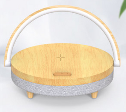 Skorter | Multifunctional Bedside Table Lamp, with Phone Wireless Charger, Phone Holder, Bluetooth Speaker and Adjustable Light Brightness, for Home & Office (US Plug)