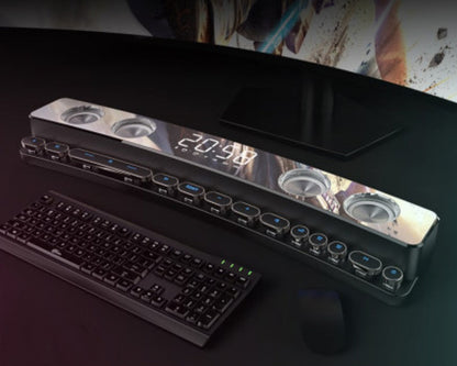 Skorter | Bluetooth Gaming Speaker, with RGB Lighting, Bluetooth 5.0, Dual Diaphragm, Dual Speakers, Mechanical Buttons, Clock & Alarm