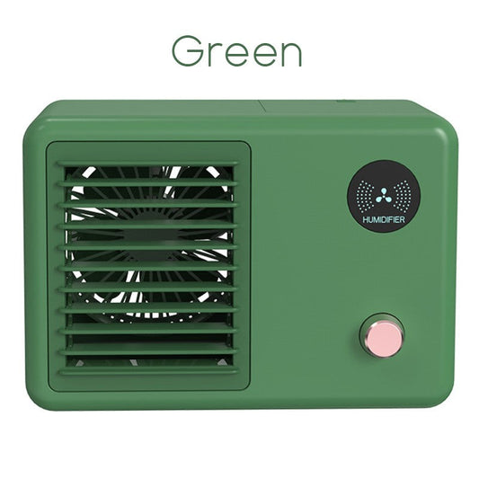 Skorter | 2-in-1 Wireless Retro Radio-shape Fan with Humidifier, with Night Light, 3 Wind Modes & Adjustable Angle, for Desk, Table & More