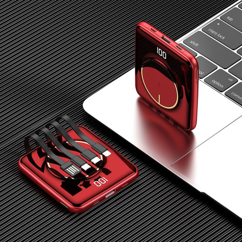 Skorter | 5-in-1 Portable Mini 20000mAh Power Bank, with Wired/Wireless Charging, 4 Built-in Cables & Super Sleek Design, for Phone, Tablet & More