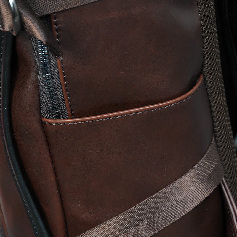 Skorter | Brown Business Leather Backpack, with Easy-to-carry Top Handle for Travel, Work and Outdoors