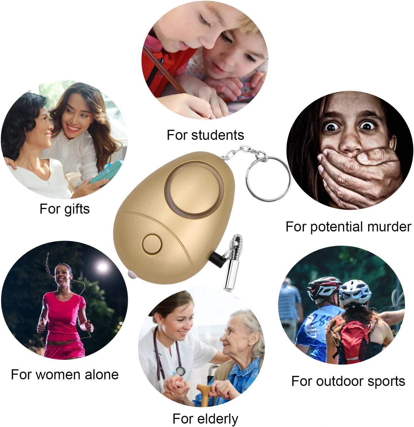 Skorter | 6 Pack 140DB Personal Safety Alarm Keychain with LED Light