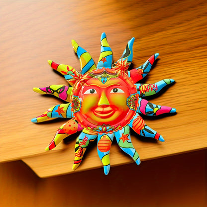 Skorter | 2024 Large Happy New Year Sun Face Iron Wall Art - Outdoor & Indoor Decor, Circular Design, Indoor Space Decoration, Eid Al-Adha Mubarak Gift - Durable, Weather Resistant, Easy to Hang