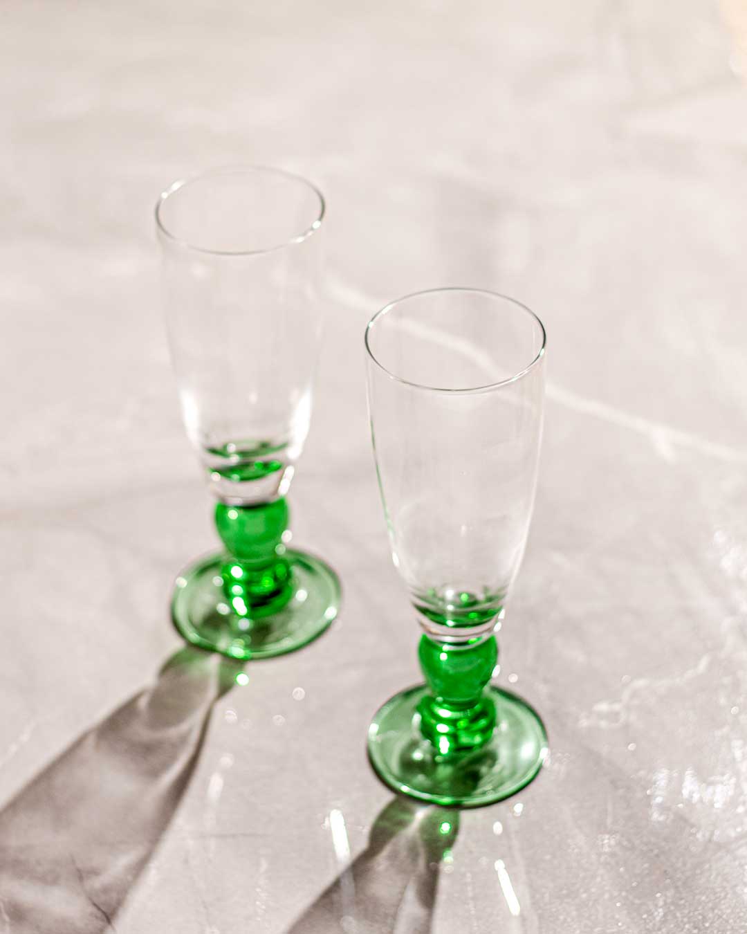 Skorter | Swirl Green Champagne Flute - Set of 6