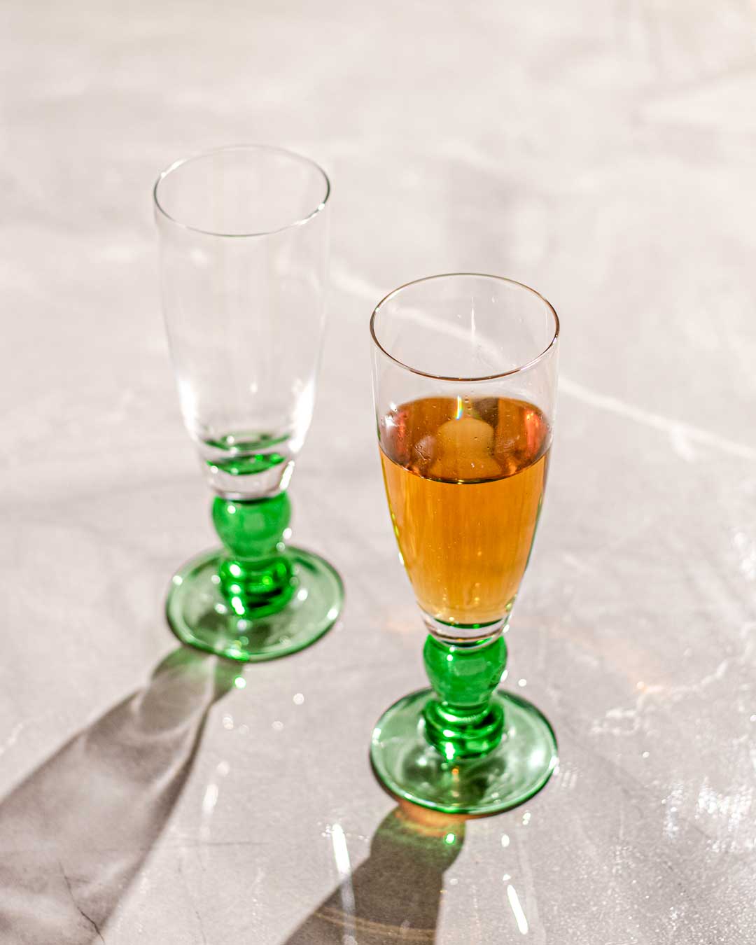 Skorter | Swirl Green Champagne Flute - Set of 6