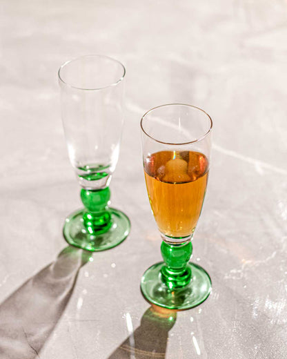 Skorter | Swirl Green Champagne Flute - Set of 6