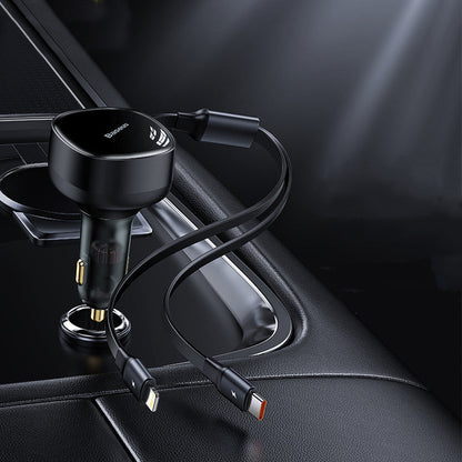 Skorter | 2-in-1 Retractable USB-C & Lightning Car Phone Charger for all Phones & Tablets