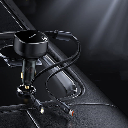 Skorter | 2-in-1 Retractable USB-C & Lightning Car Phone Charger for all Phones & Tablets