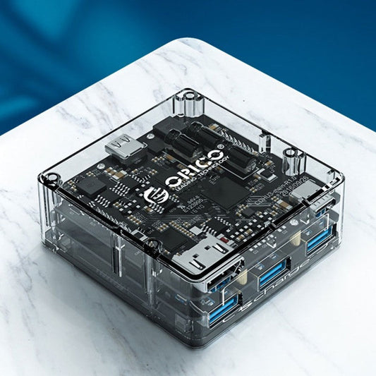 Skorter | 4-in-1 Transparent Docking Station, with HDMI, 3 USB & Type-C Ports, for Laptop, Phone, Home & Office