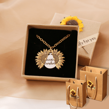 Skorter | "You Are My Sunshine" Sunflower Necklace(Double-sided engraving)