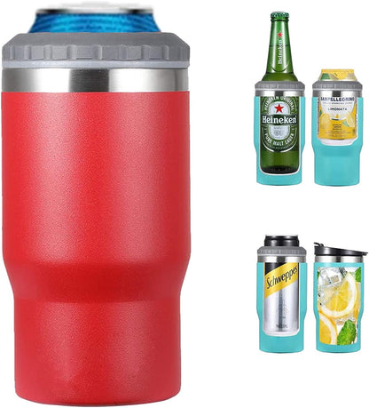 Skorter | 4 in 1 stainless steel can/bottle insulator, 14Oz two-way lid SUS insulated can cooler, beer bottle holder (Black)