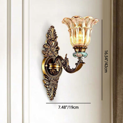 Skorter | FlorisLuxe European Wall Lamp | Blossom Design | 1-2 Flames | High-Quality Resin & Glass | Elegance for Living Room & Hallway