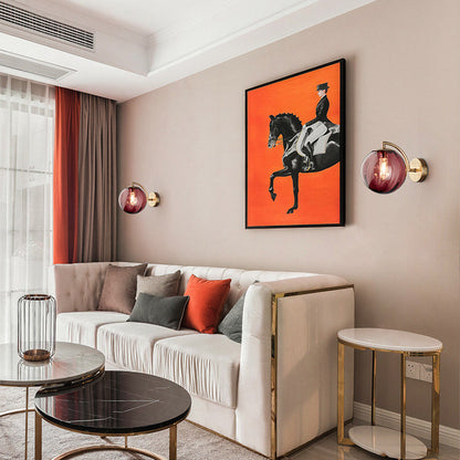 Skorter | Contemporary Scandinavian Round Ball Iron Glass 1-Light Wall Lamp for Living Room