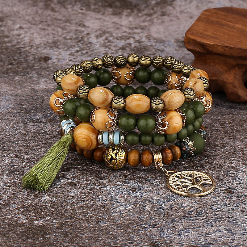Skorter | Boho Multilayer Wooden Bead Bracelet