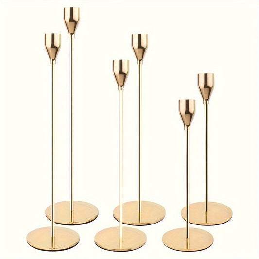 Skorter | 6-piece Set Black/Gold Candelabra - For Restaurant, Wedding, Dinner & Party Decoration
