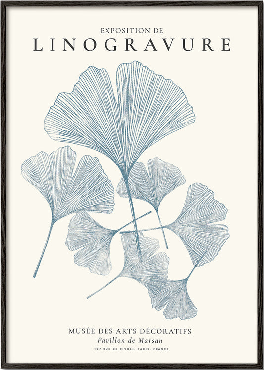 Skorter | Exhibition of linoleum cut graphics, Ginkgo leaves