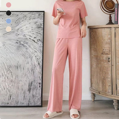 Skorter | Comfortable Ice Silk Short Sleeve T-Shirt Two Piece Set