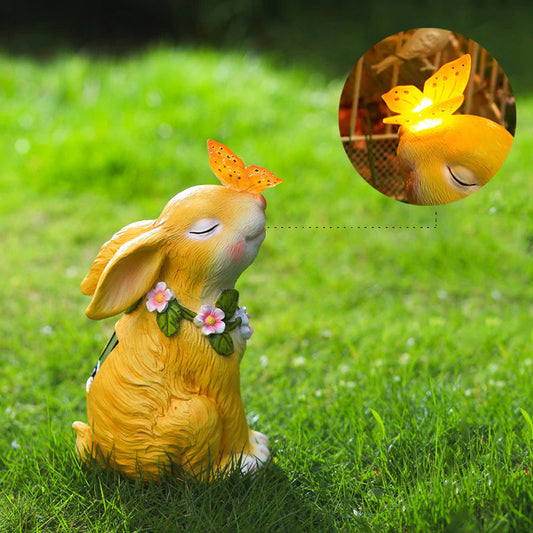 skorter | Easter Solar Powered LED Rabbit Toy with Butterfly Outdoor Decor Garden Light