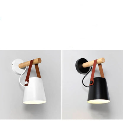 Skorter | Three-arm - Wall lamp with iron lamp cone and wooden arm
