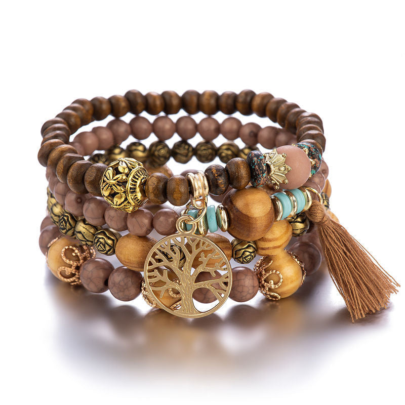 Skorter | Boho Multilayer Wooden Bead Bracelet