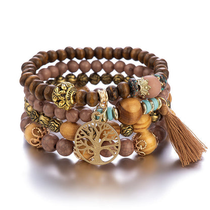 Skorter | Boho Multilayer Wooden Bead Bracelet