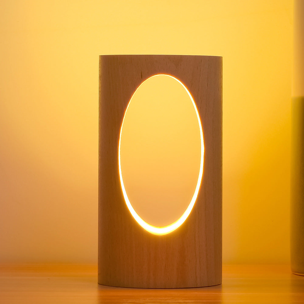 Skorter | Japanese solid wood rectangular column LED night lamp USB table lamp