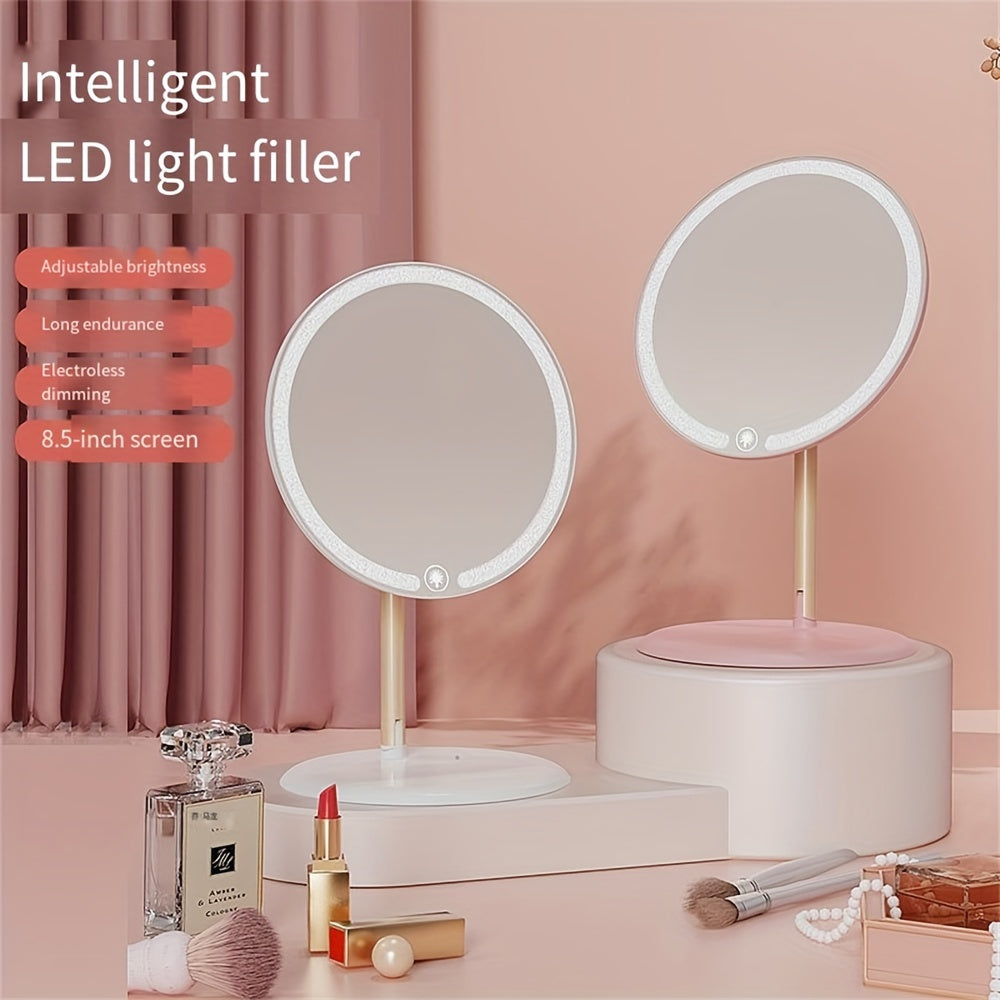 Skorter | LED Makeup Mirror with Lamp Stand – Adjustable Tricolor Lighting, Rechargeable and Portable