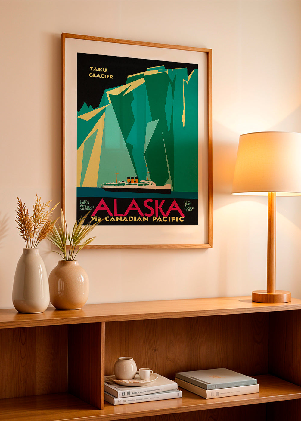Skorter | Alaska via Canadian Pacific. Taku Glacier - Vintage Travel Poster