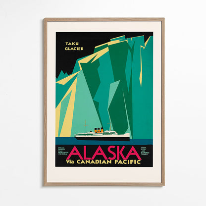 Skorter | Alaska via Canadian Pacific. Taku Glacier - Vintage Travel Poster