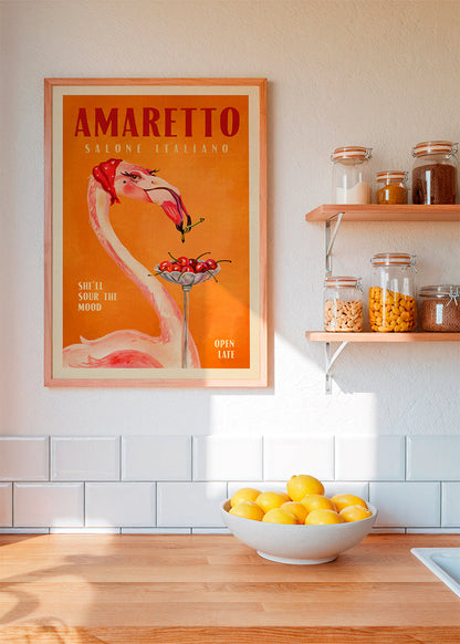 Skorter | Amaretto Flamingo Art Deco Italian café travel art - The whiskey ginger