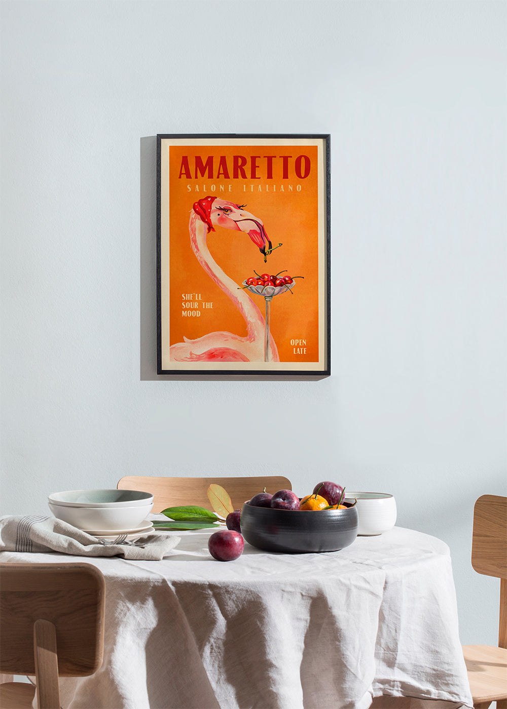 Skorter | Amaretto Flamingo Art Deco Italian café travel art - The whiskey ginger