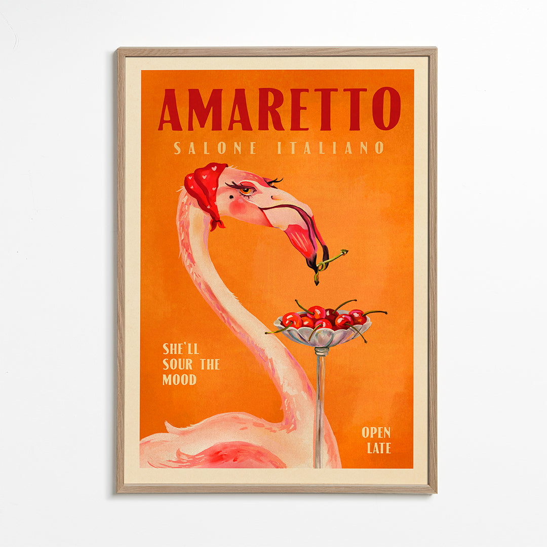 Skorter | Amaretto Flamingo Art Deco Italian café travel art - The whiskey ginger